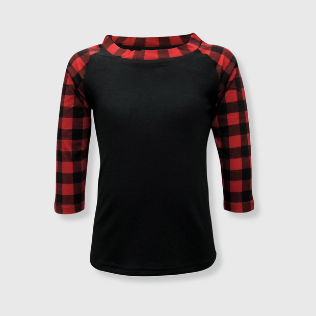 Buffalo Plaid Black Red Top Kids