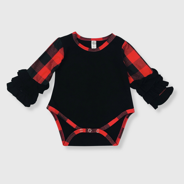 Buffalo Plaid Ruffle Toddler Onesie