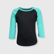 Kids Plain Raglan 3/4 T-Shirt - Black Body