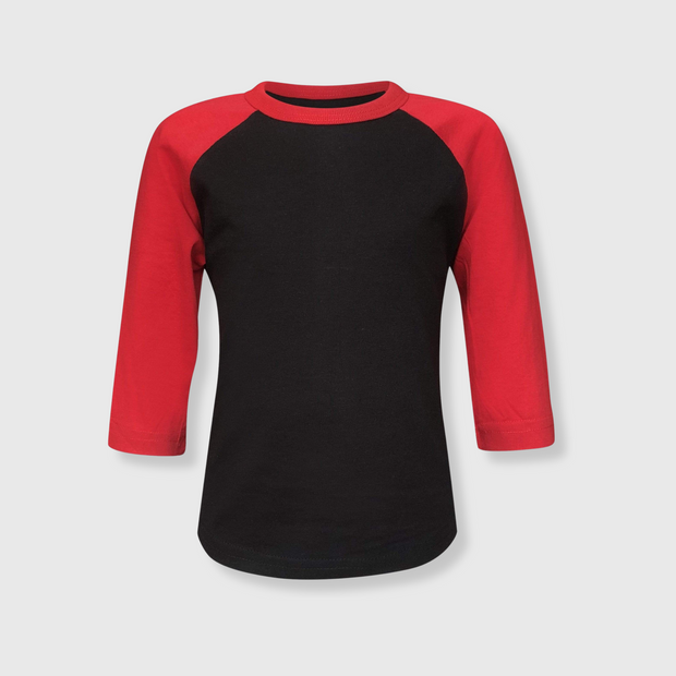 Kids Plain Raglan 3/4 T-Shirt - Black Body