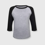 Kids Plain Raglan 3/4 T-Shirt - Gray Body