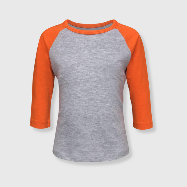 Kids Plain Raglan 3/4 T-Shirt - Gray Body