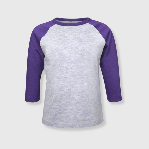 Kids Plain Raglan 3/4 T-Shirt - Gray Body