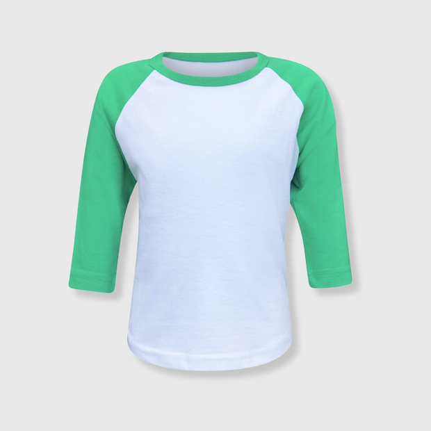 Kids Plain Raglan 3/4 T-Shirt - White Body