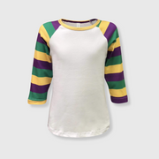 Mardi Gras Striped White Top Kids