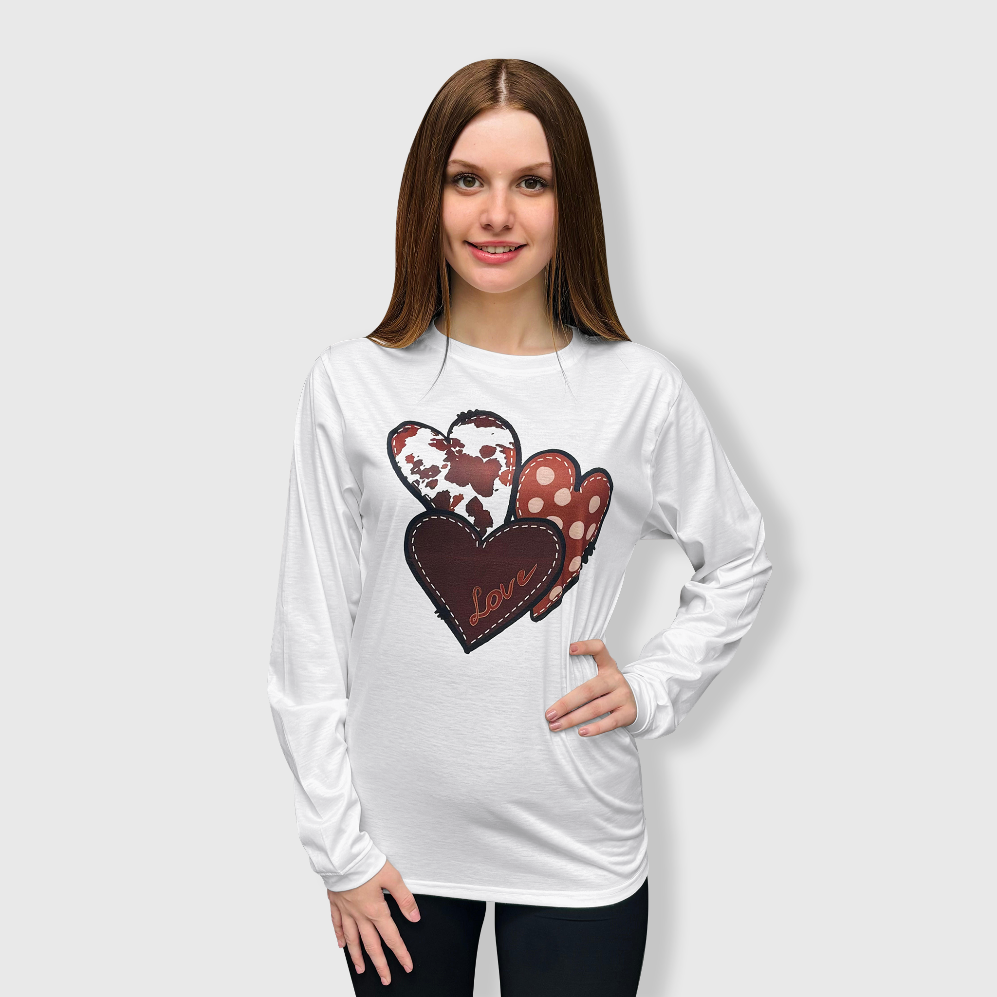 Heart Cow White Top