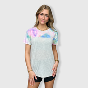 Tie Dye Pastel Gray Short Sleeve Top