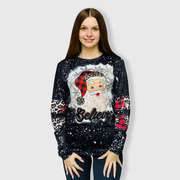 Santa Believe Black Long Sleeve Top