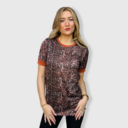 Cheetah Dark Rust Short Sleeve Top