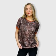 Cheetah Dark Rust Short Sleeve Top