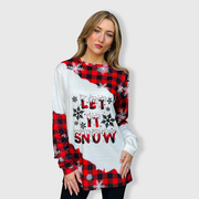 Let It Snow Buffalo Plaid Long Sleeve Top