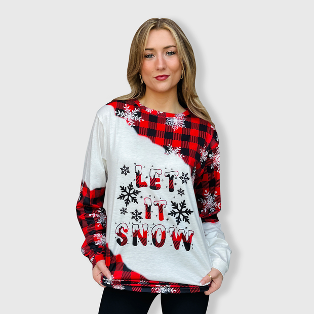 Let It Snow Buffalo Plaid Long Sleeve Top