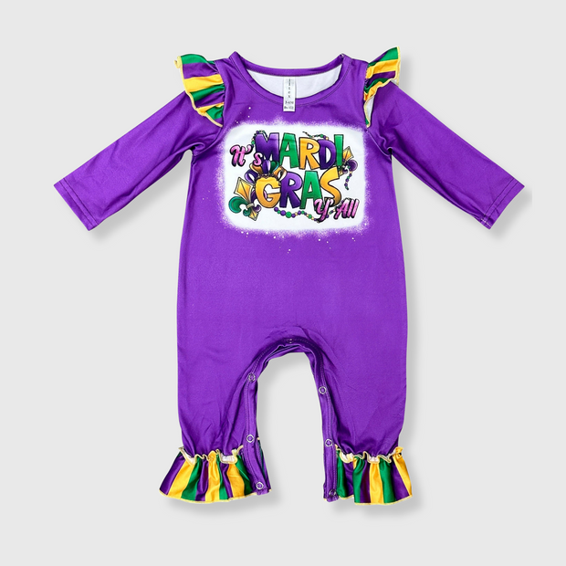 Mardi Gras y'all Purple Romper