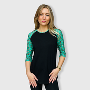 Cheetah Black Green Top