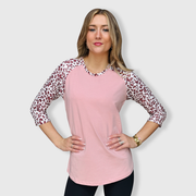 Dusty Pink White Cheetah Top