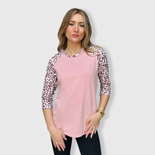 Dusty Pink White Cheetah Top