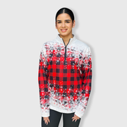 Buffalo Plaid Snowflakes Quarter Zip Top