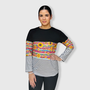 Color Block Black Sunflower Serape Cheetah Stripe Top