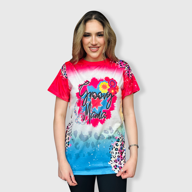 Colorful Cheetah 'Groovy Mama' Bleached Top