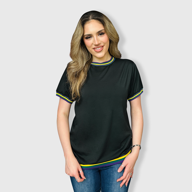 Mardi Gras Black Ringer Tee