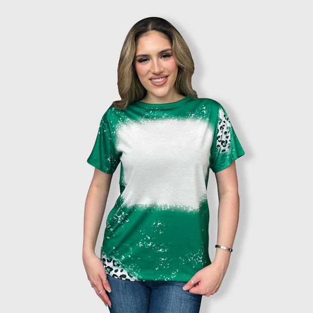 Cheetah Green Blank Faux Bleached Top