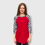 Cow Black Maroon Polyester Top