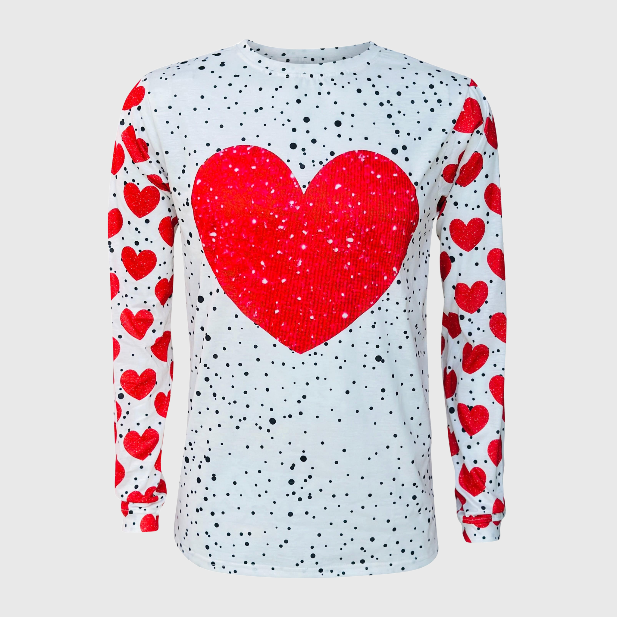 Red Heart Polka Dot White Top