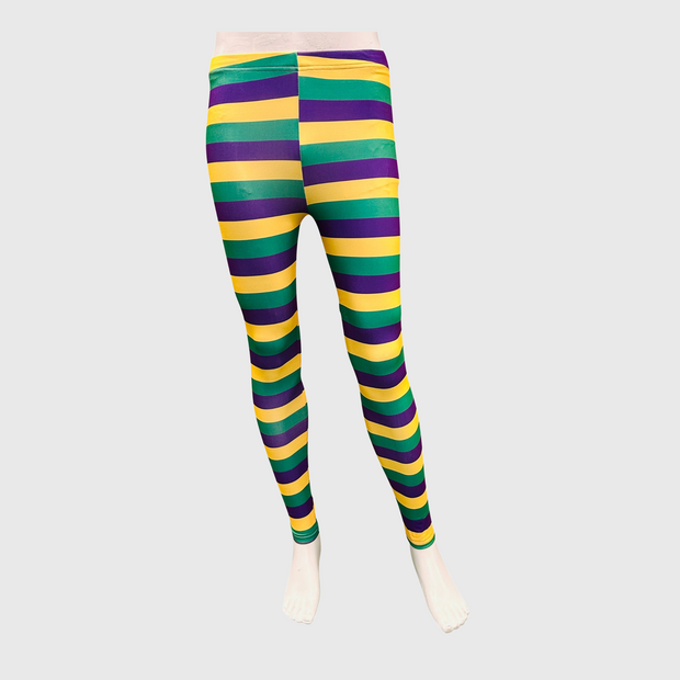 Mardi Gras Striped Leggings