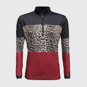 Cheetah Burgundy Black Quarter Zip Top