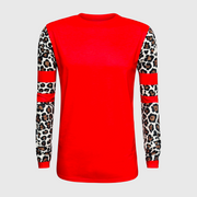 Cheetah Red Spliced Long Sleeve Top