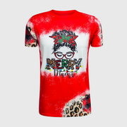 Merry Mama Red Plaid Cheetah Short Sleeve Top