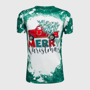 Merry Christmas Truck Green Short Sleeve Top