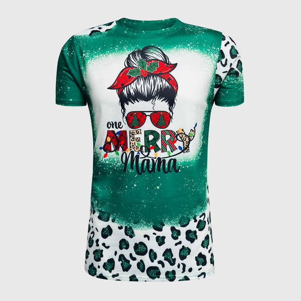 Merry Mama Green Cheetah Short Sleeve Top