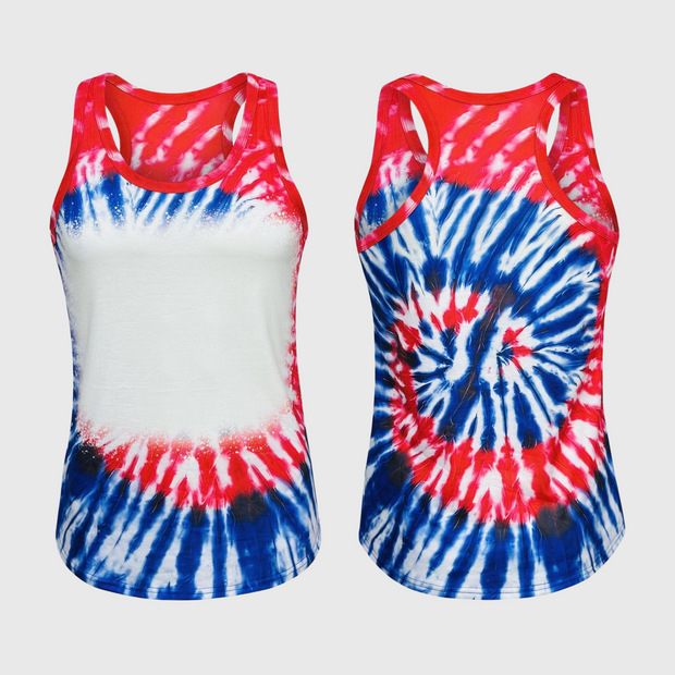 Tie Dye 4th of July Blank Faux Bleached Tank Top