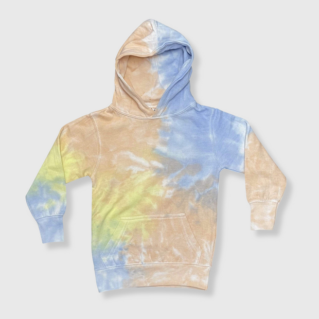 Tie Dye Youth Peach Blue Heavyweight Hoodie