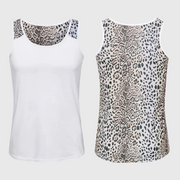 Cheetah Shaded White Polyester Tank Top