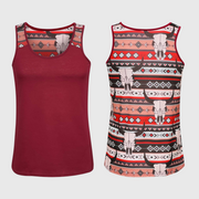 Aztec Skull Maroon Polyester Tank Top