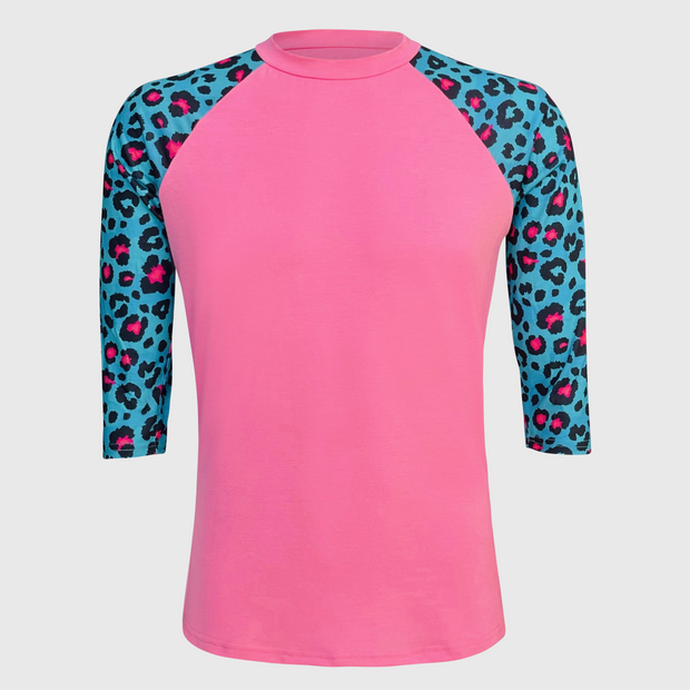 Cheetah Turquoise Pink Polyester Top