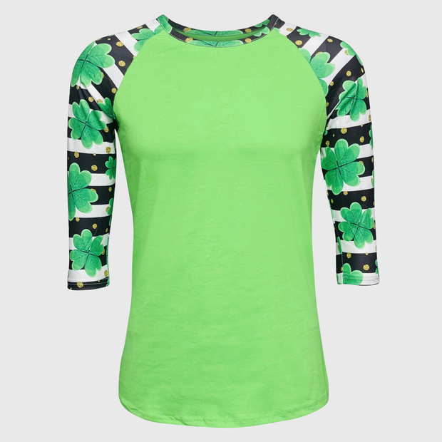 St. Patrick's Striped Clover Green Top