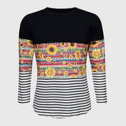 Color Block Black Sunflower Serape Cheetah Stripe Top