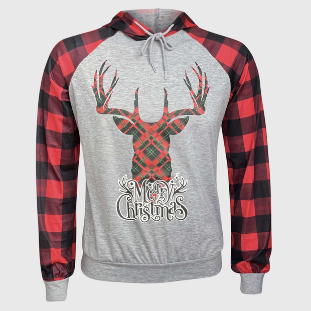 Buffalo Plaid 'Merry Christmas' Raglan Hoodie