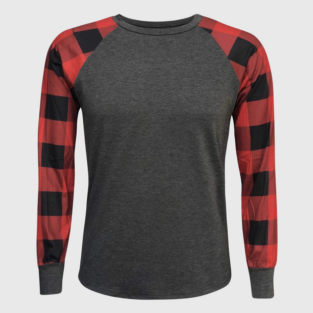 Plaid Red Long Sleeves Polyester