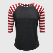 Candy Cane Charcoal Red Stripes Top