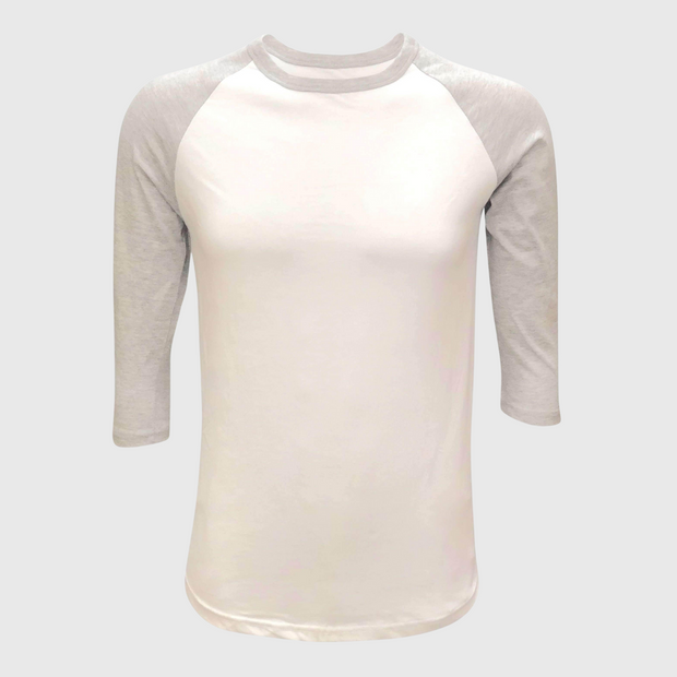 Adult Plain Raglan 3/4 T-Shirt - White Body