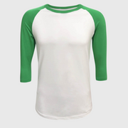 Adult Plain Raglan 3/4 T-Shirt - White Body