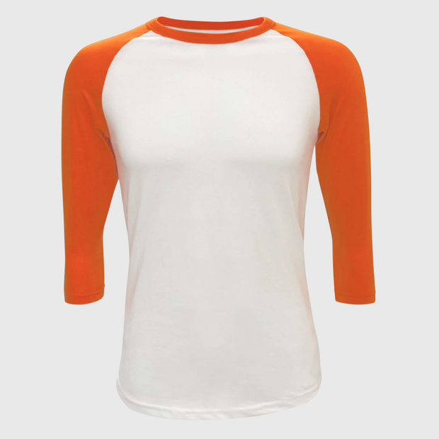 Adult Plain Raglan 3/4 T-Shirt - White Body