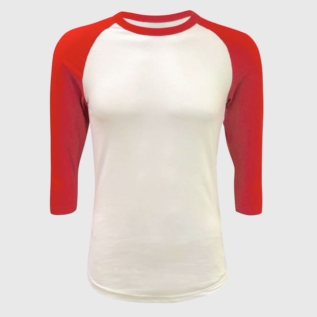 Adult Plain Raglan 3/4 T-Shirt - White Body