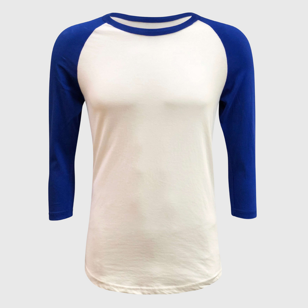 Adult Plain Raglan 3/4 T-Shirt - White Body