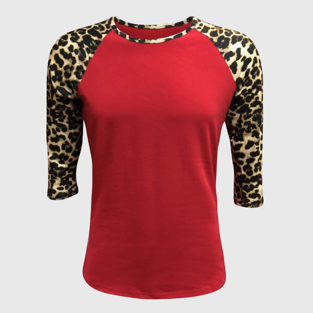 Cheetah Print Red Raglan