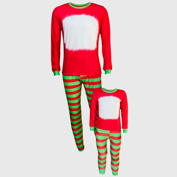 Christmas FAUX Bleached Red Green Family Pajama Set (Kids & Adult)